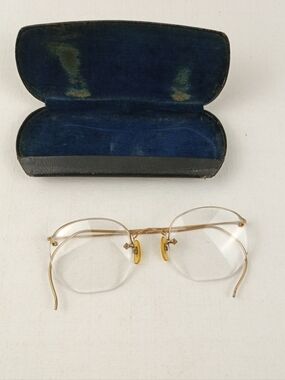 12k Gold Filled AO American Optical Fancy Antique Rimless Glasses with Case